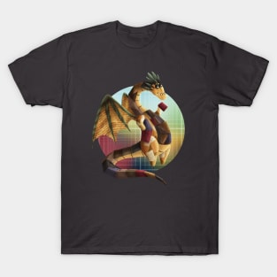 Kawaii Librarian Dragon - With Background T-Shirt
